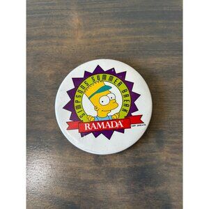 Vintage Bart Simpson Ramada Summer Break Button Pin